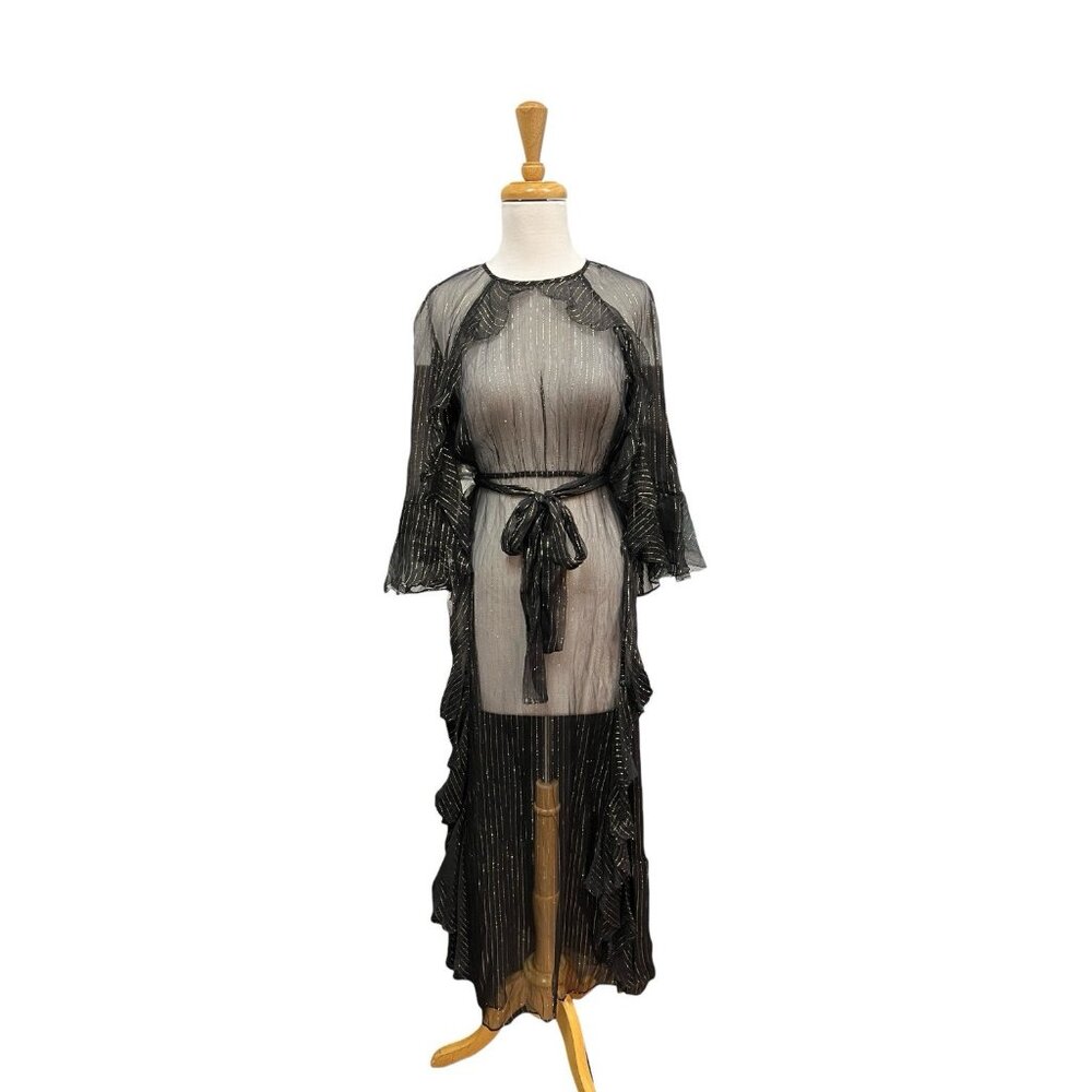 Alice McCall Moon Dance Black Maxi Dress Size 2 Black Metallic